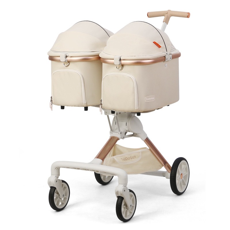 Pet Stroller Carrier - 2 고양이를위한 귀여운 접이식 고양이 유모차