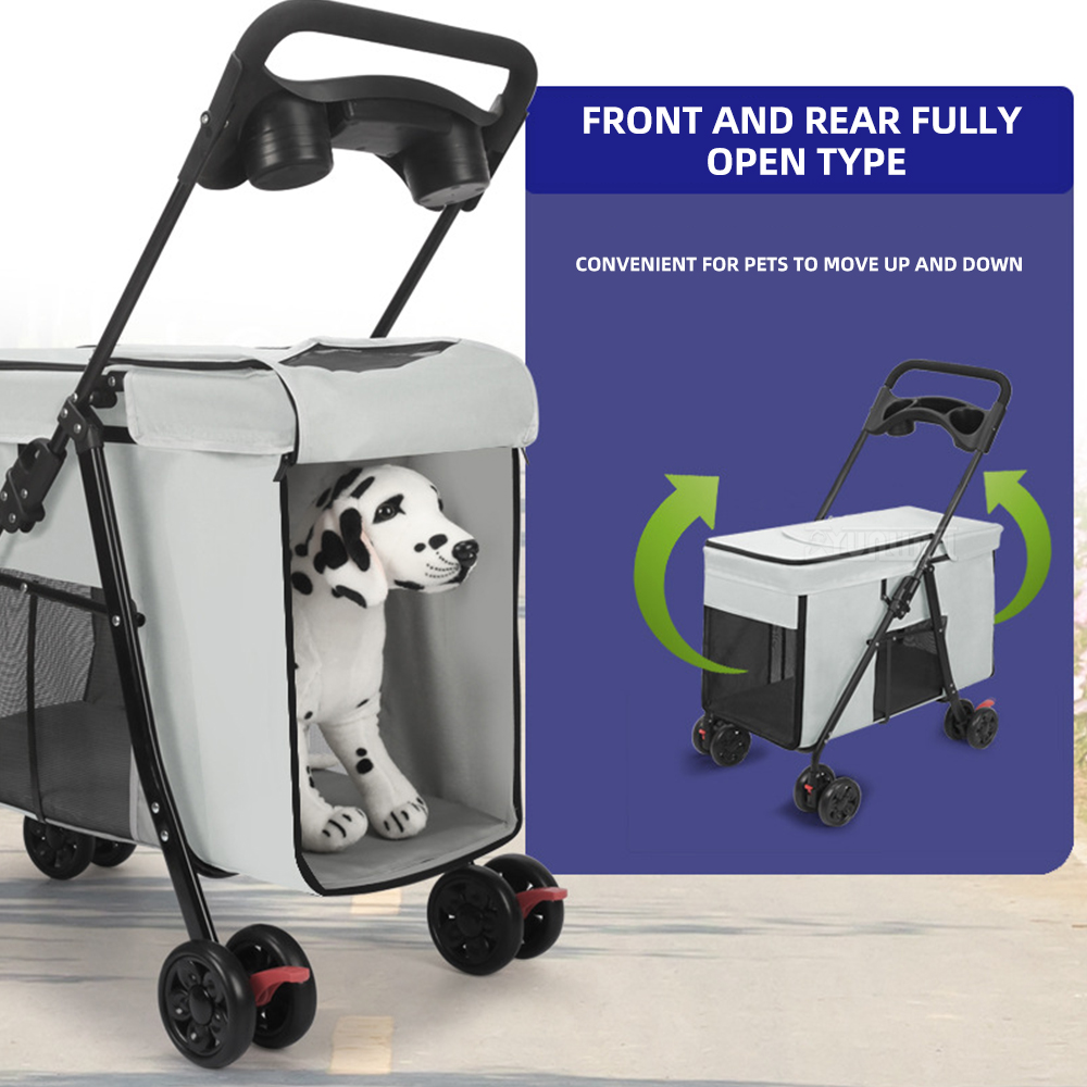 Pet Stroller Carrier - 중대형견용 다기능 접이식 애완동물 유모차, 휴대용