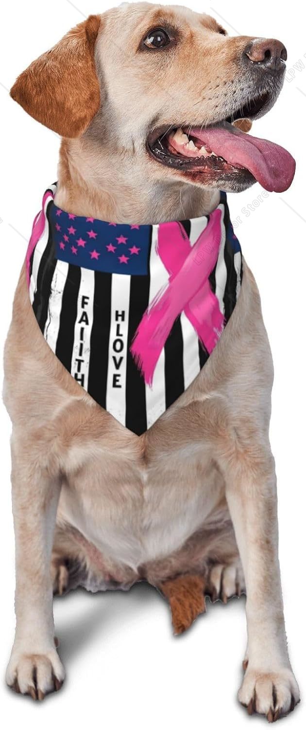 Dog Bandana Scarf - 리본 유방암 인식 강아지 반다나 삼각형
