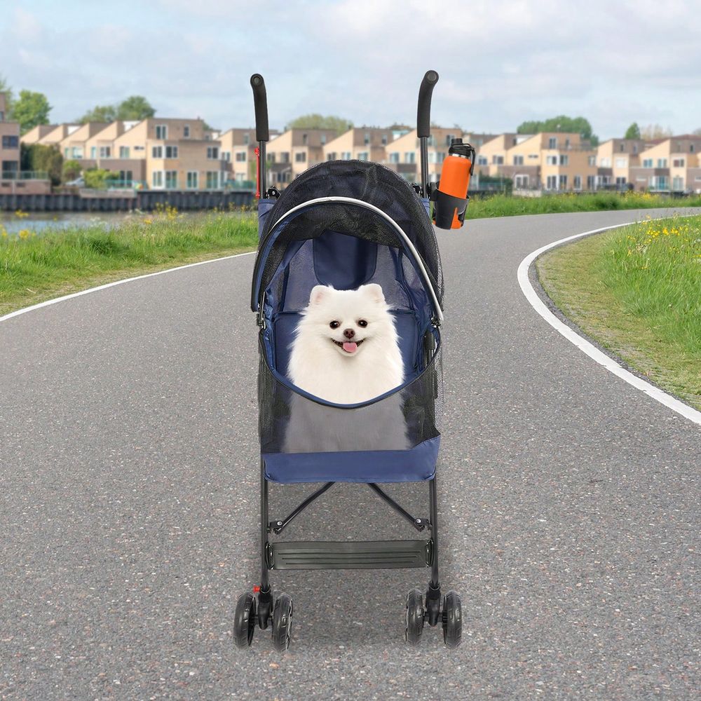 Pet Stroller Carrier - 접이식 애완동물 여행용 유모차, 4륜 애완동물