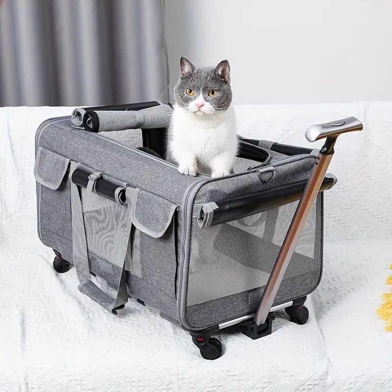 Pet Stroller Carrier - 초대형 휴대용 애완 동물 트롤리 케이스,