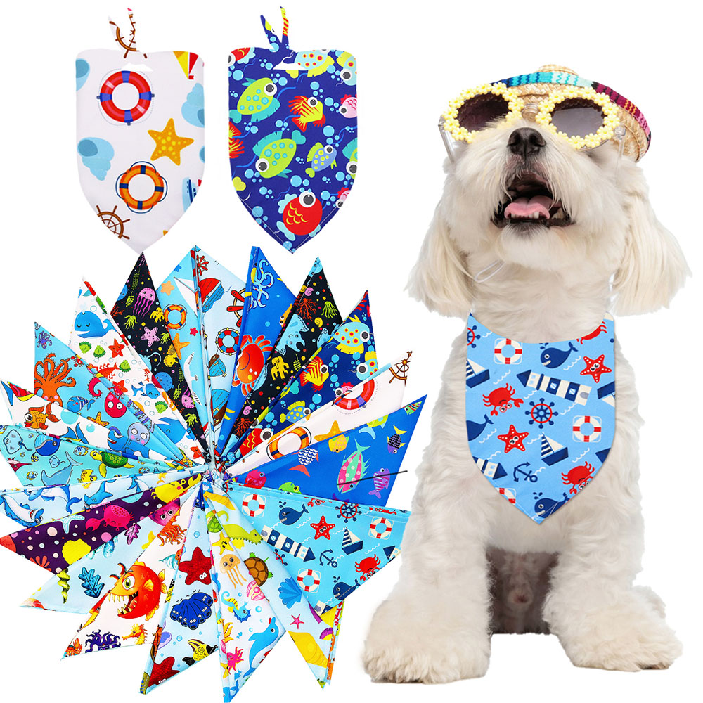 Dog Bandana Scarf - 50개 애완견 반다나 패션 오션 스타일