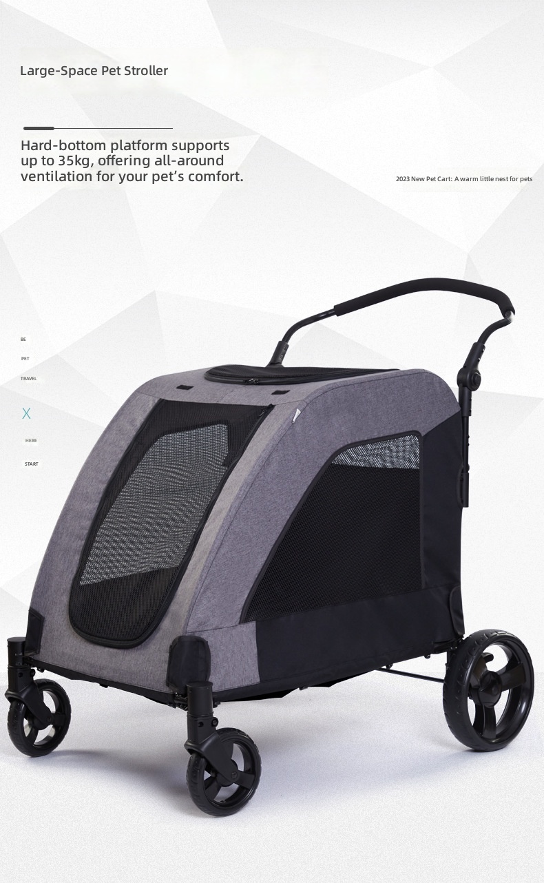 Pet Stroller Carrier - 대형 애완동물 유모차, 접이식 고양이 및