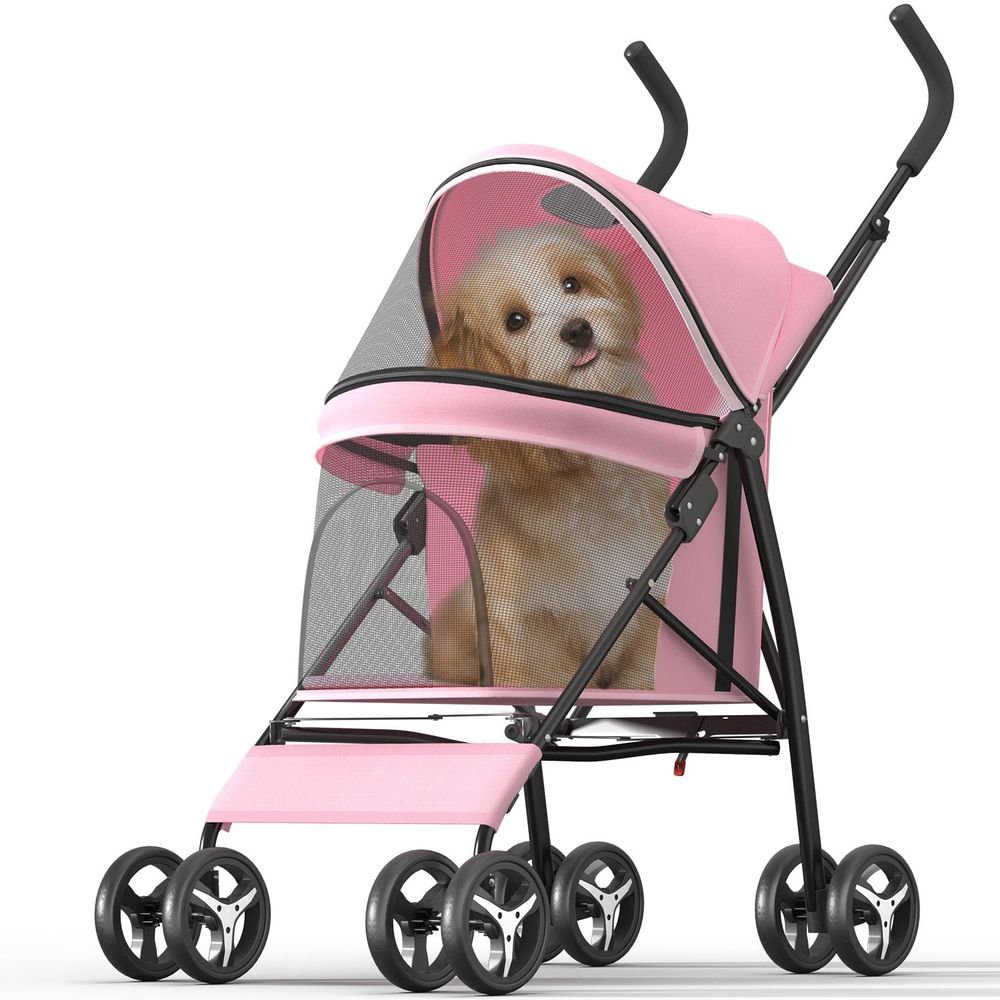 4륜 반려동물 유모차 소형 중형 반려동물용 핑크 캐리어 - Pet Stroller Carrier 리뷰 및 가격