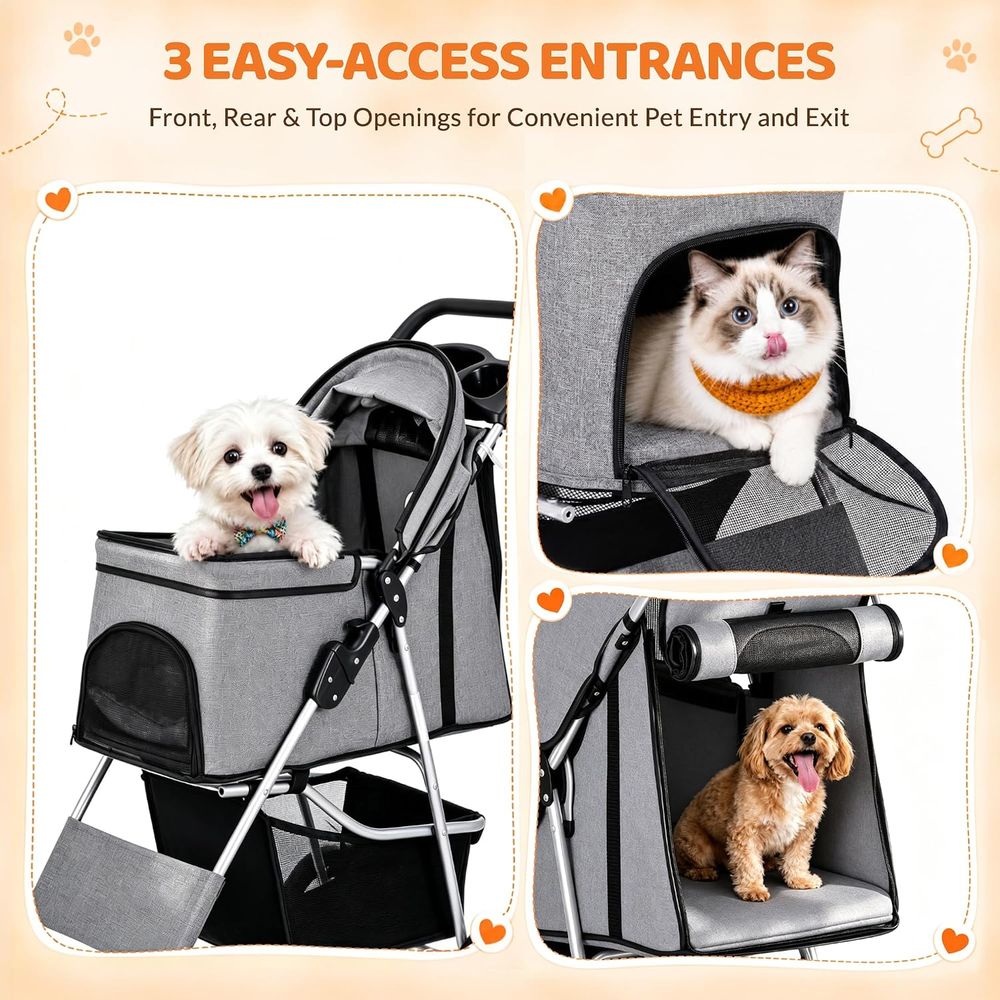 반려동물 유모차, 4륜 고양이/강아지 유모차, 수납 바 - Pet Stroller Carrier 리뷰 및 가격