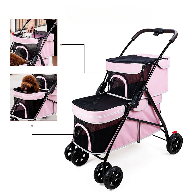 휴대용 이중 레이어 애완 동물 유모차 초경량 접이식 대 - Pet Stroller Carrier 리뷰 및 가격