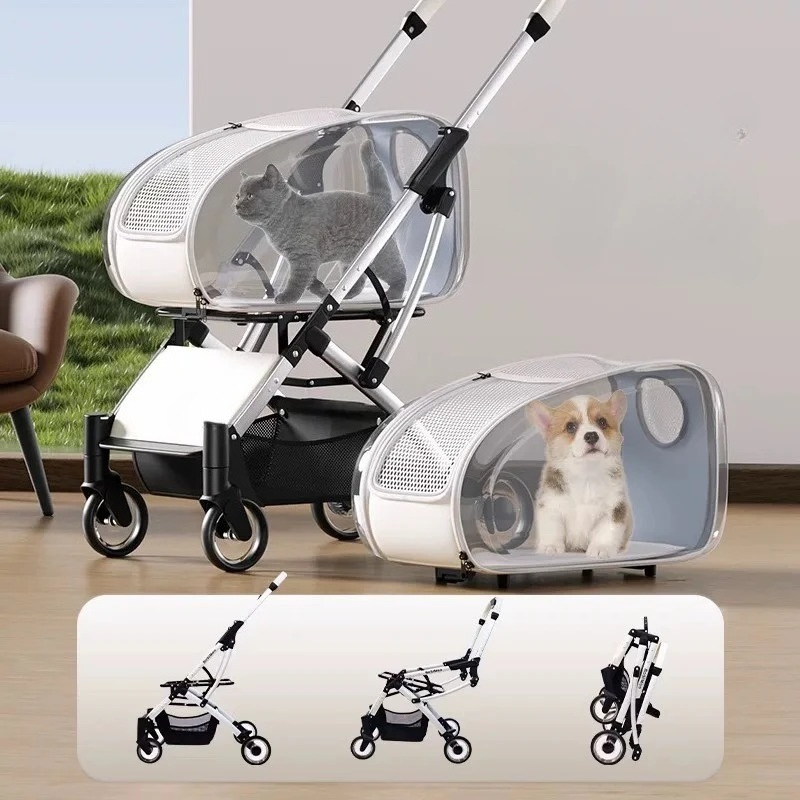 접이식 파노라마 통풍 애완동물 유모차 방풍 방수 야외  - Pet Stroller Carrier 리뷰 및 가격